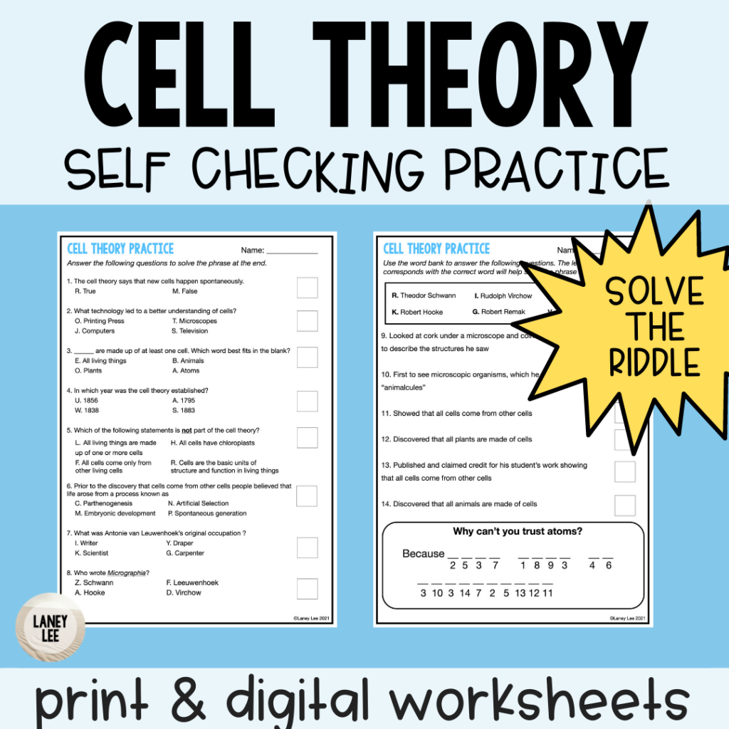 Cell Theory Worksheet Answers